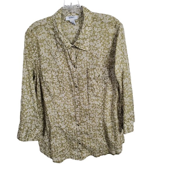 Old Navy Size XXL Shirt Blouse Floral Pearl Snap Cotton Western Cowgirl Fitted - Picture 2 of 7